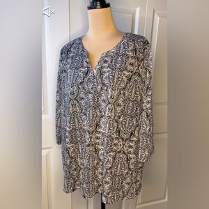 Croft & Barrow Monochrome Paisley Blouse